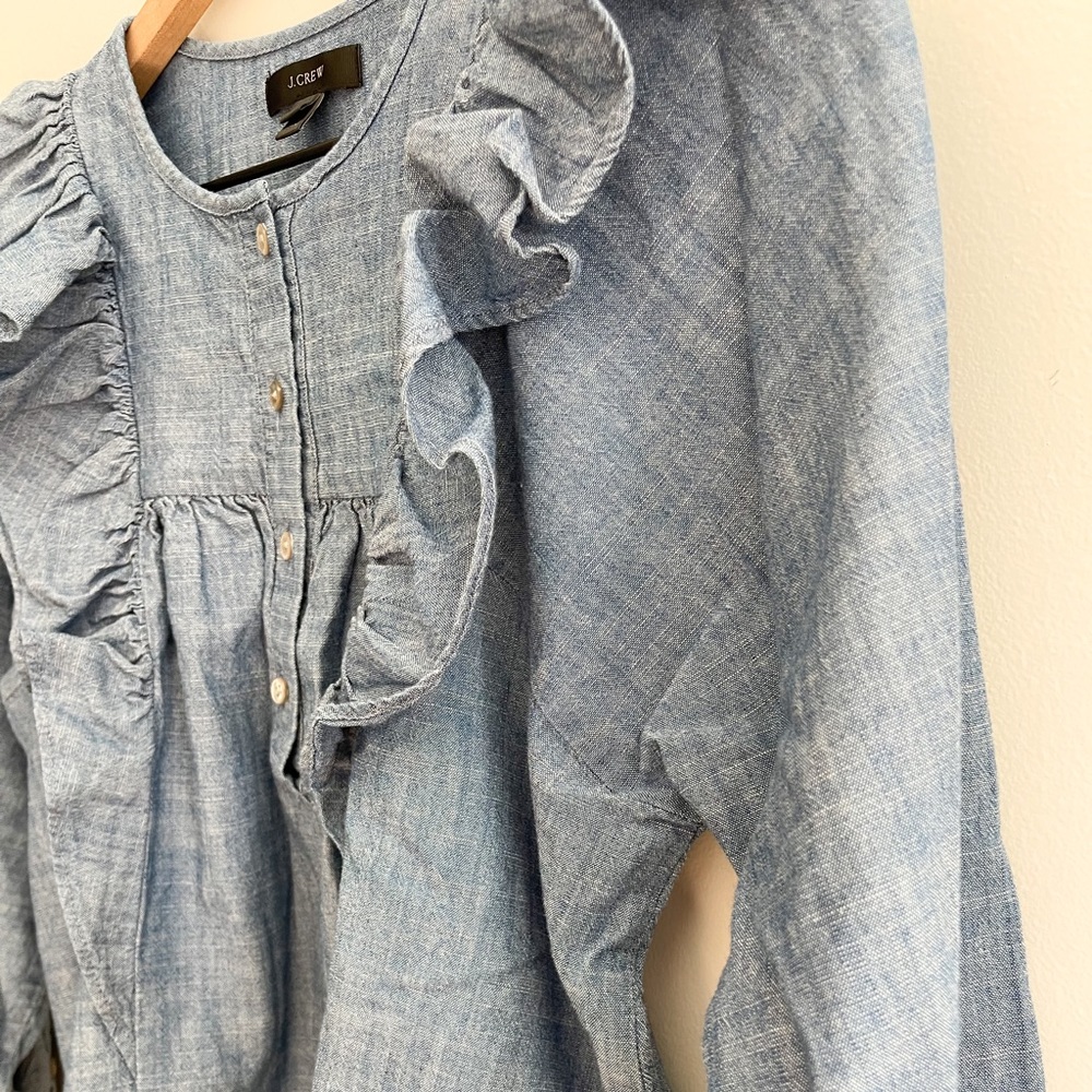J. Crew Ruffle Chambray Top - Picture 5 of 11